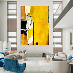 “Yellow - Black Abstract Forms” - Bold Abstract Painting On Canvas PT1101