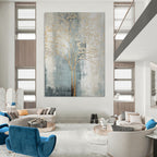 “Gold Tree on Gray - Blue Abstract” - Modern Abstract Painting On Canvas PT1838