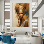 Golden Grace Warm - Toned Portrait, Painting On Canvas PT2159