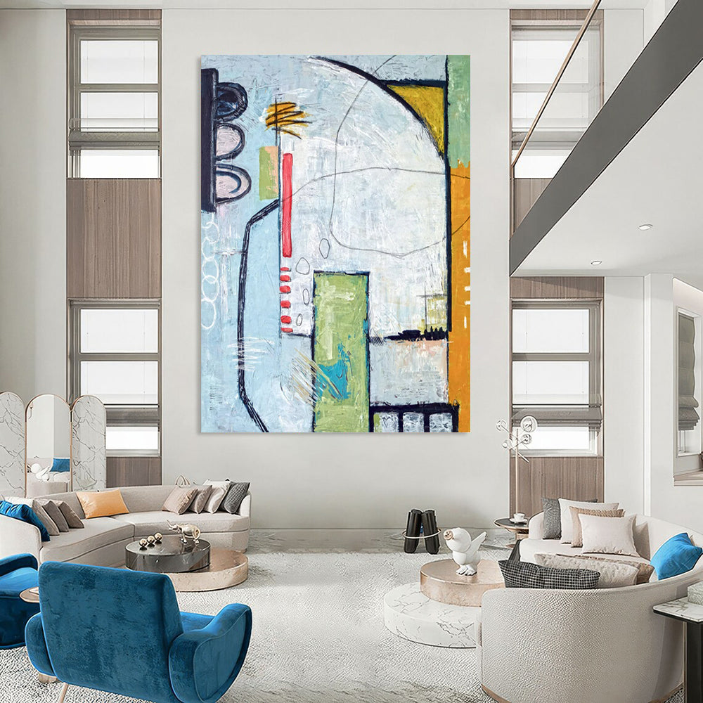 “Colorful Urban Abstract” - Abstract Cityscape Painting On Canvas PT2374