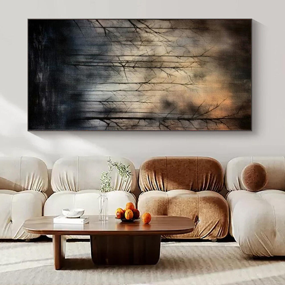 Dark Tones with Misty Forest Scene "Mystic Twilight Woods" Landscape Painting On Canvas PS1204