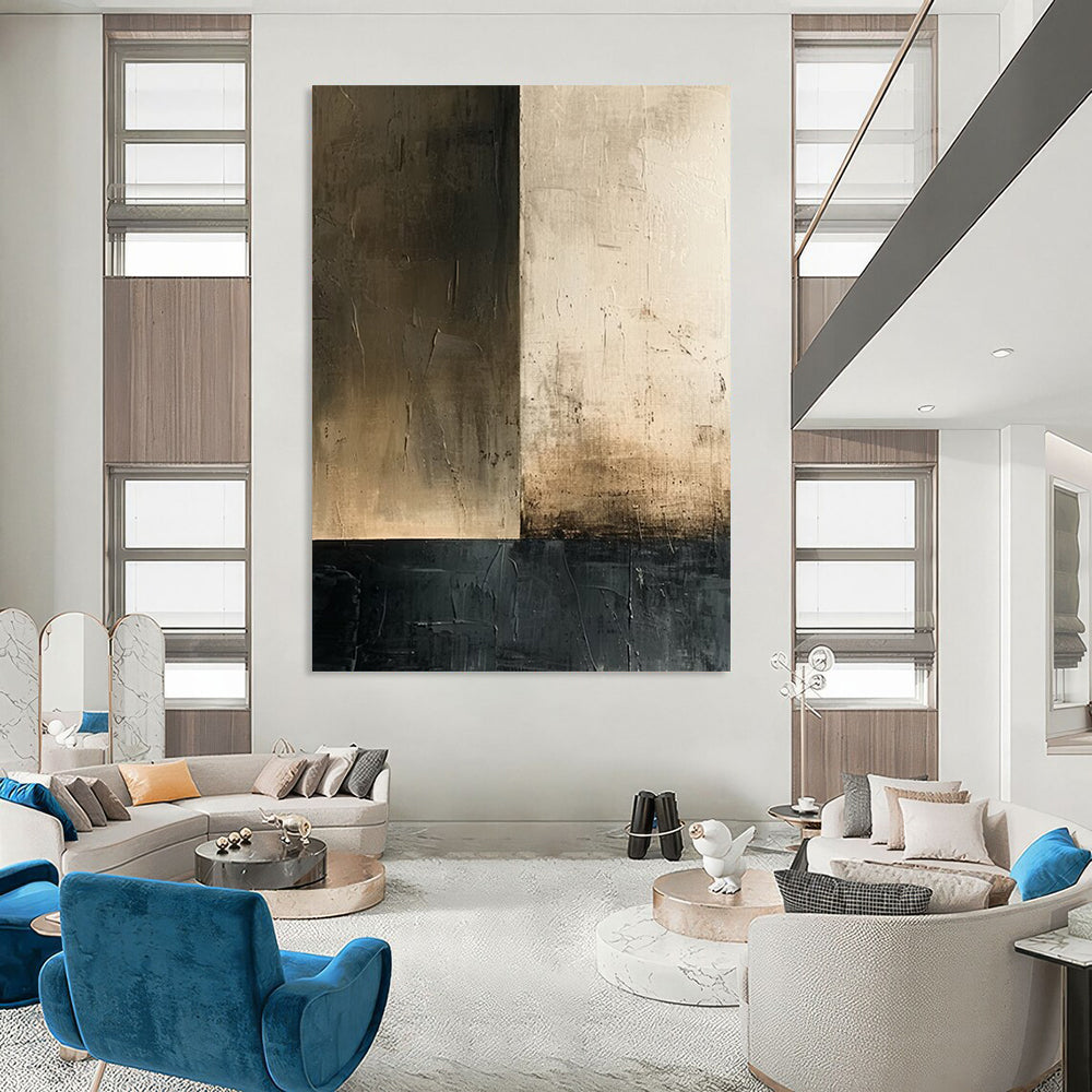 “Brown - Black Minimalist Blocks” - Minimalist Abstract Painting On Canvas DS016