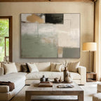 Soft Color Blocks with Black Accents - Modern Abstract Painting On Canvas DKS328