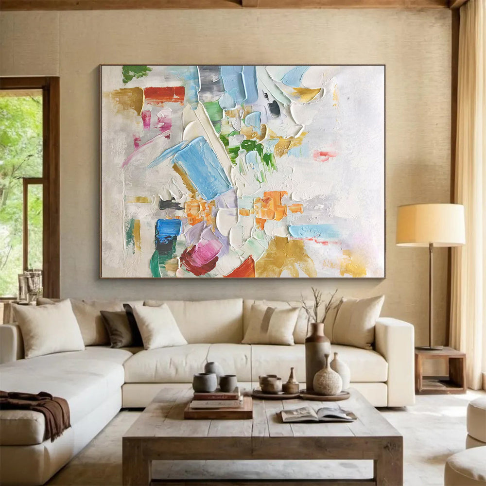 “Colorful Impasto Abstract” - Multicolor Abstract Impasto Painting On Canvas PS0730