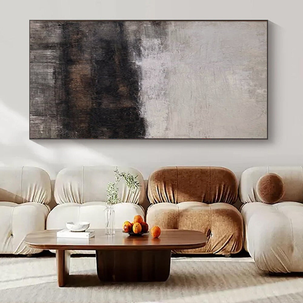 Gray, Black, and Brown Textured, "Earth and Shadow" – Textured Abstract Painting On Canvas PS0983