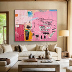 “Pink Abstract Graffiti” - Street - Art - Inspired Painting On Canvas PT198