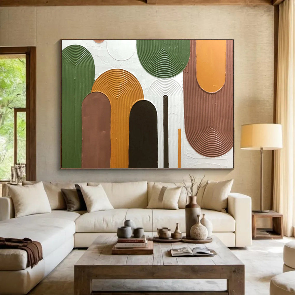 “Colorful Textured Abstract Shapes” - Textured Abstract Painting, Fits Living Room & Creative Studio DKS593