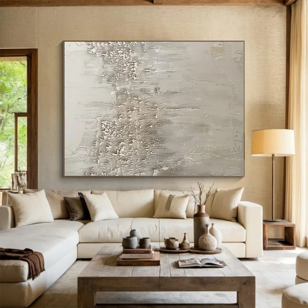 Gray Textured Minimalist "Concrete Whisper" Painting On Canvas PS0857