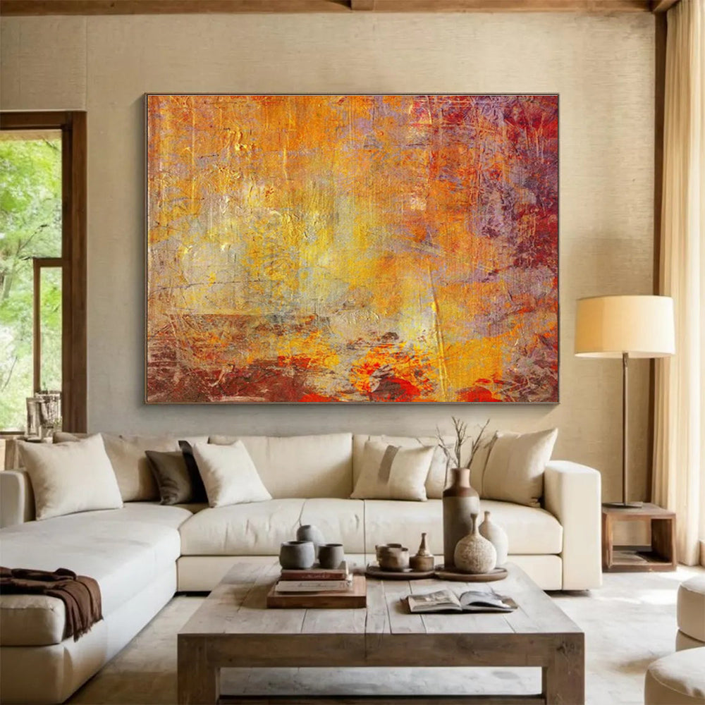 “Warm Orange - Purple Abstract Textures” Abstract Painting On Canvas DKS192