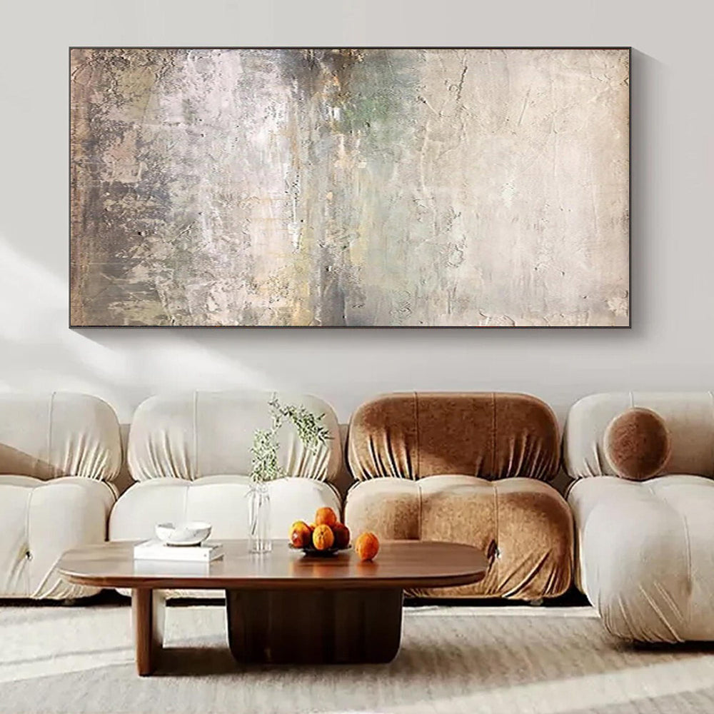 Gray, Green, and Brown Textured, "Subtle Wilderness" – Textured Abstract Painting On Canvas PS0970
