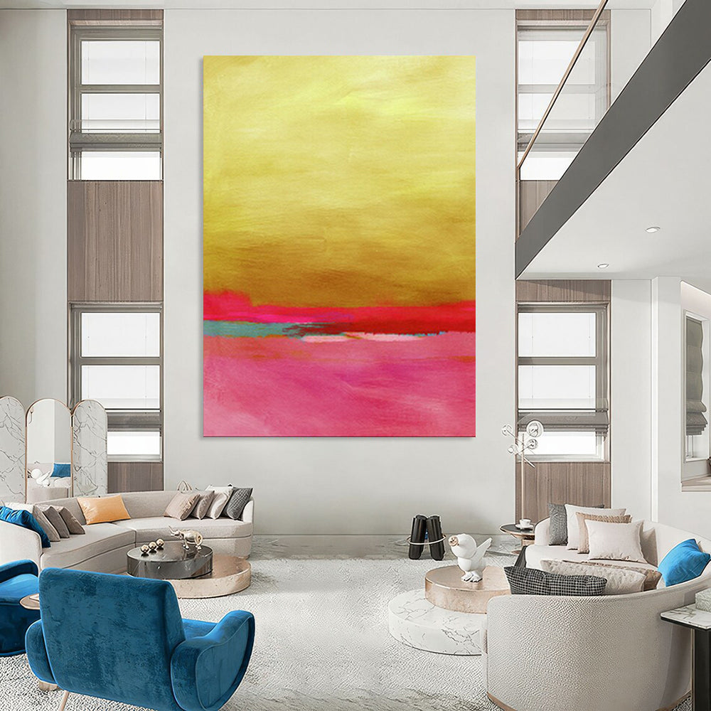 “Gold - Pink - Teal Color Block” - Abstract Painting On Canvas PT2023