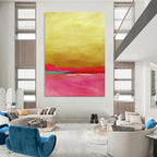 “Gold - Pink - Teal Color Block” - Abstract Painting On Canvas PT2023