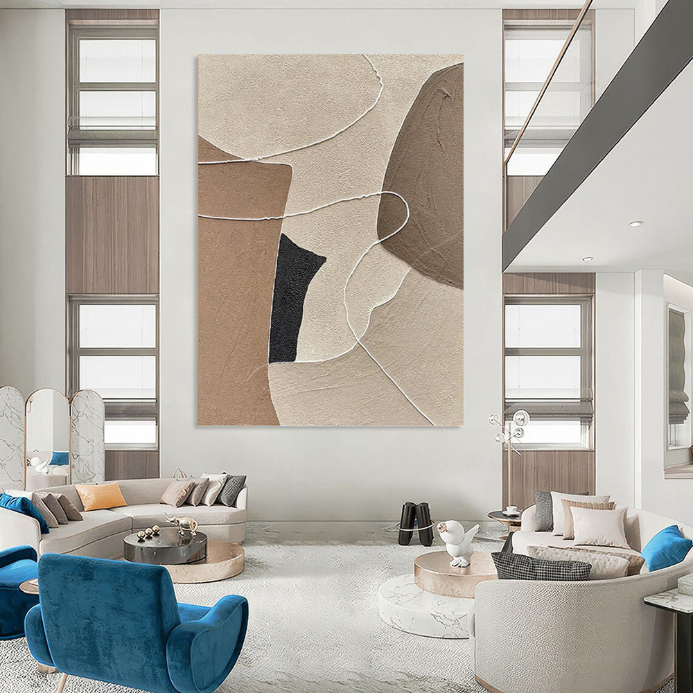 “Neutral - Toned Abstract Shapes” - Minimalist Abstract Painting On Canvas PT1112