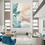 “Teal & Pink Abstract Flow” - Fluid Abstract Painting On Canvas DS277