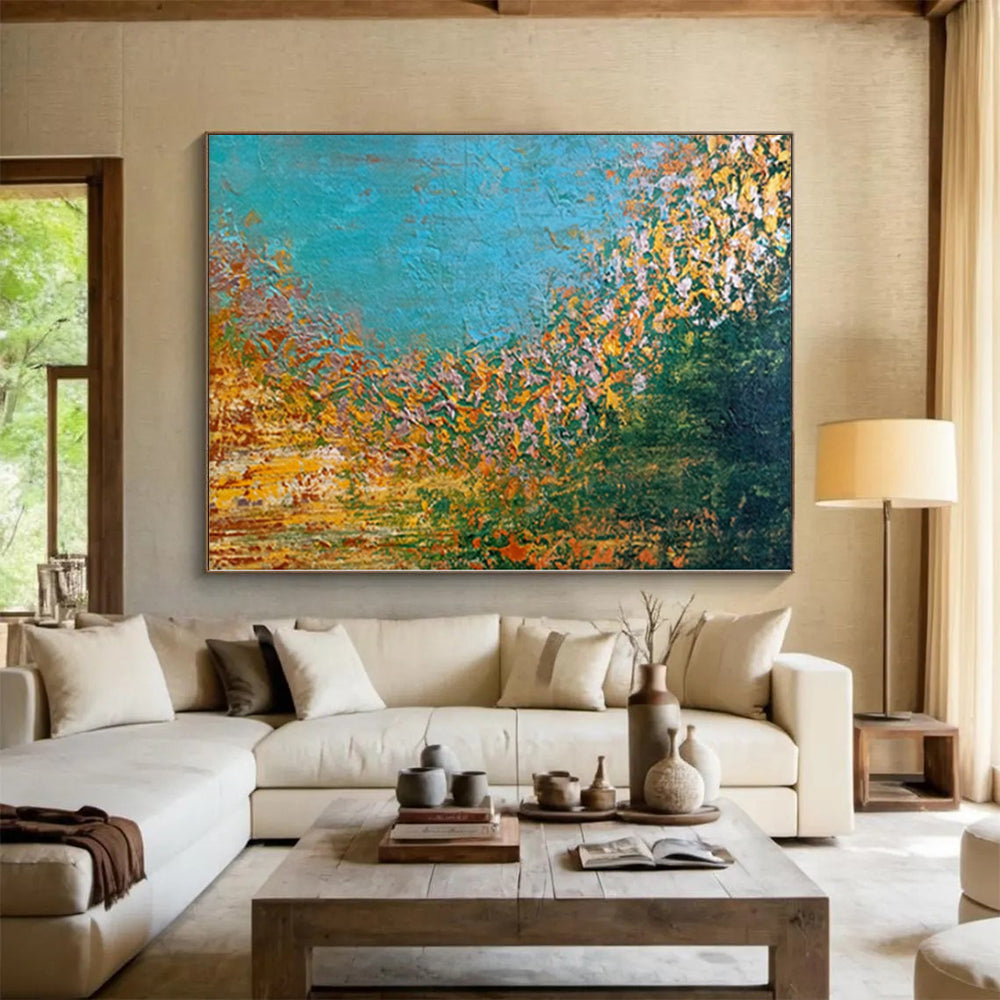 “Golden River Abstract” - Landscape Abstract Painting On Canvas PS0067