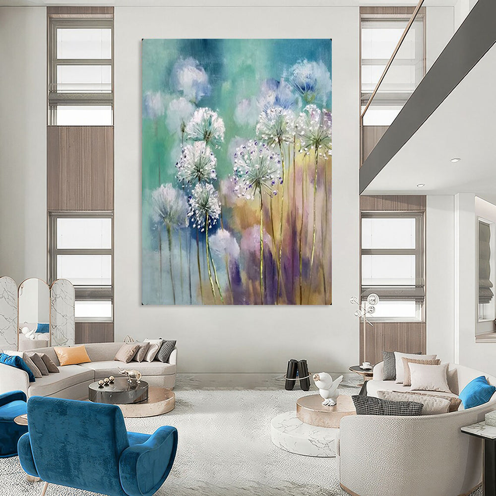 Dandelion Dreams Soft - Hued Floral Impasto, Painting On Canvas PT2151