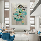 “Ink - Wash Abstract Village” - Sumi - E, Serene - Styled Painting On Canvas PT1584