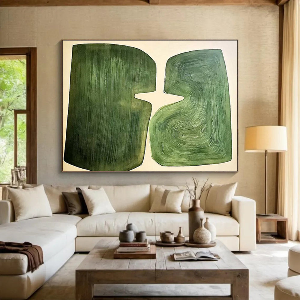 “Green Organic Abstract Forms” - Organic Abstract Painting, Perfect for Garden Room & Yoga Studio DKS620