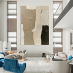 “Neutral Tones Textured Collage” - Mixed - Media Abstract Painting On Canvas PT1161