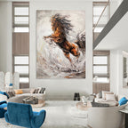“Dynamic Horse in Motion” - Impressionist - Inspired Animal Painting On Canvas PT1431