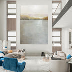 “Soft - Toned Lake Landscape” - Landscape, Pastel - Colored Painting On Canvas PT1511