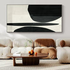 Black, White with Bold Shapes "Graphic Simplicity" Abstract Painting On Canvas PS1447