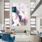 “Blush & Teal Drip Fusion” - Soft Pinks & Deep Greens with Drips Painting On Canvas DS192