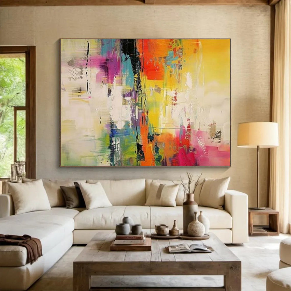 “Bright Abstract Reflection” - Multicolor Abstract Expressionist Painting On Canvas PS0699