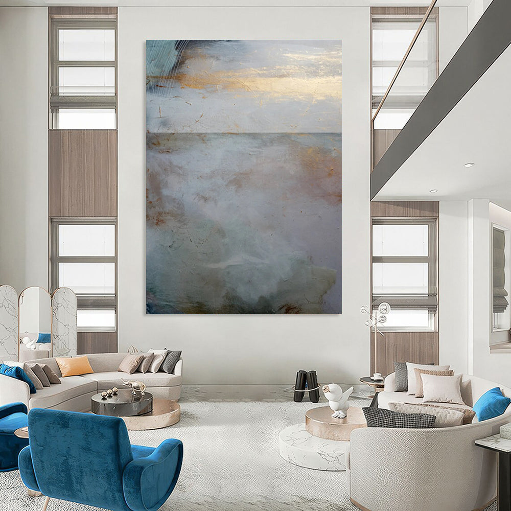 “Ethereal Coastal Horizon” - Soft Tones & Subtle Textures Painting On Canvas DS173