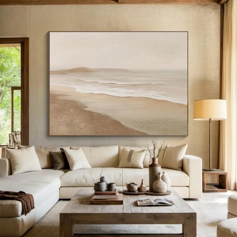 “Minimalist Beach Scene” - Seascape Painting On Canvas DKS526