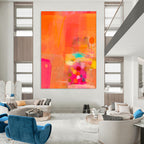 “Bright Orange and Pink Abstract” - Abstract Expressionist Painting On Canvas PT2002