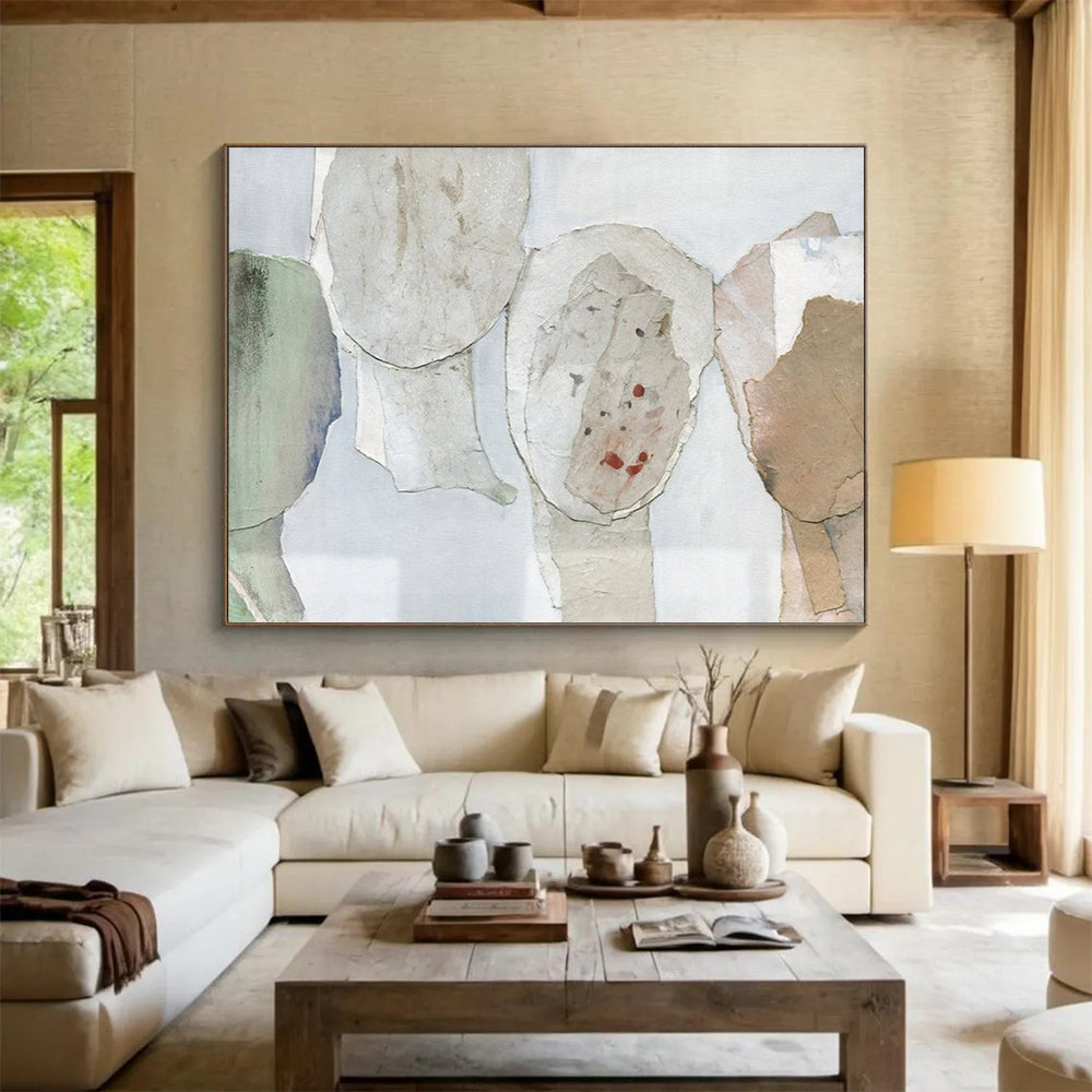 “Neutral Collage Figures” - Mixed Media Collage - Painting On Canvas PT1781