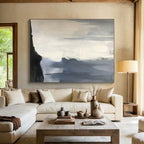 “Misty Grayscale Flow” - Gray, White, Black Abstract Gradient Painting On Canvas PS0614