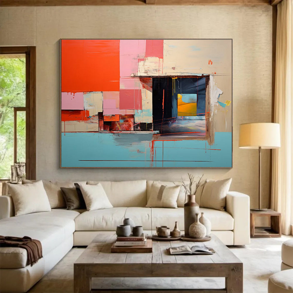 “Dynamic Abstract Interior” - Abstract Interior Painting, Great for Urban Loft & Art Gallery DKS640