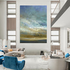 “Sky and Sea: Soft Tones Landscape” - Serene Impressionistic Art On Canvas PT0953