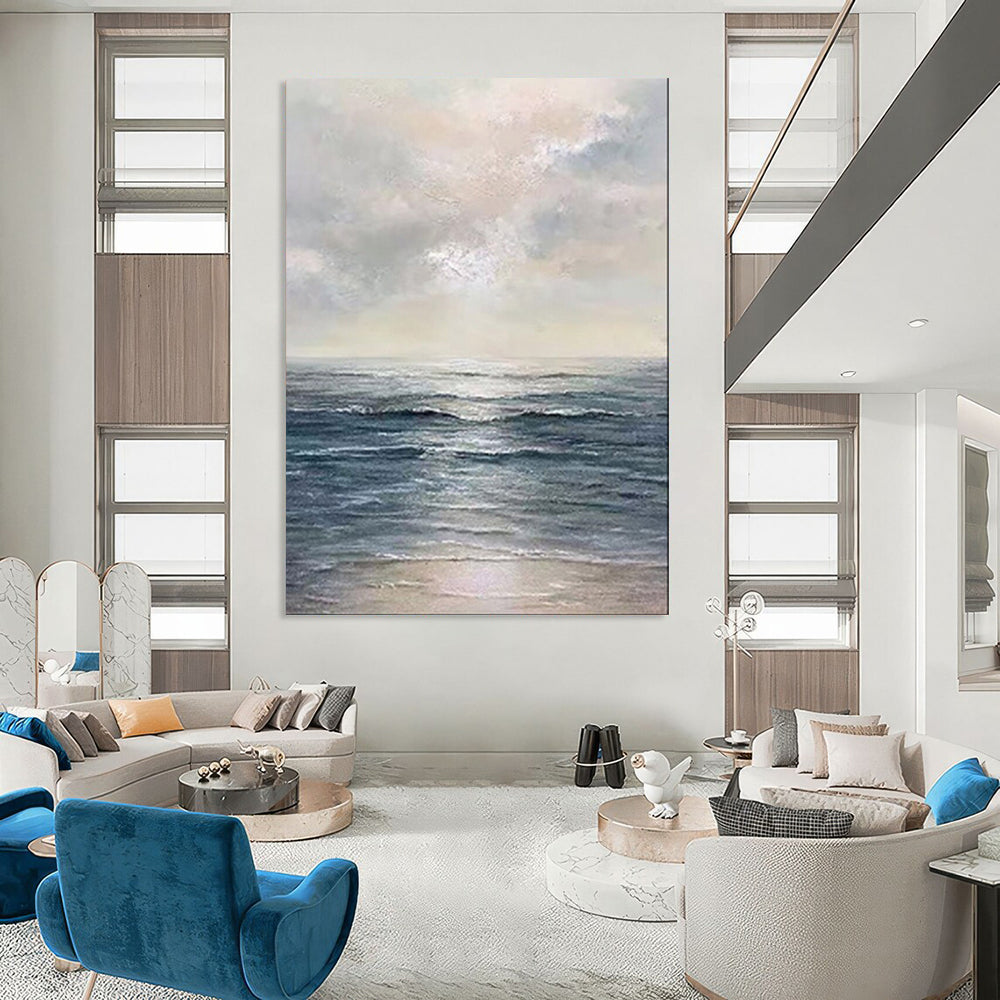 Serene Seaside, Realist Ocean, Oil Painting On Canvas PT2101