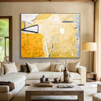 “Yellow - Toned Abstract Stairs” - Abstract Painting On Canvas DKS562