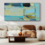 Blue, Green, Beige with Abstract Forms "Coastal Abstraction" Abstract Painting On Canvas PS1308