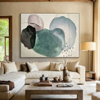 “Pastel - Toned Abstract Shapes” - Blue, Green, Pink Abstract Painting On Canvas PS0461