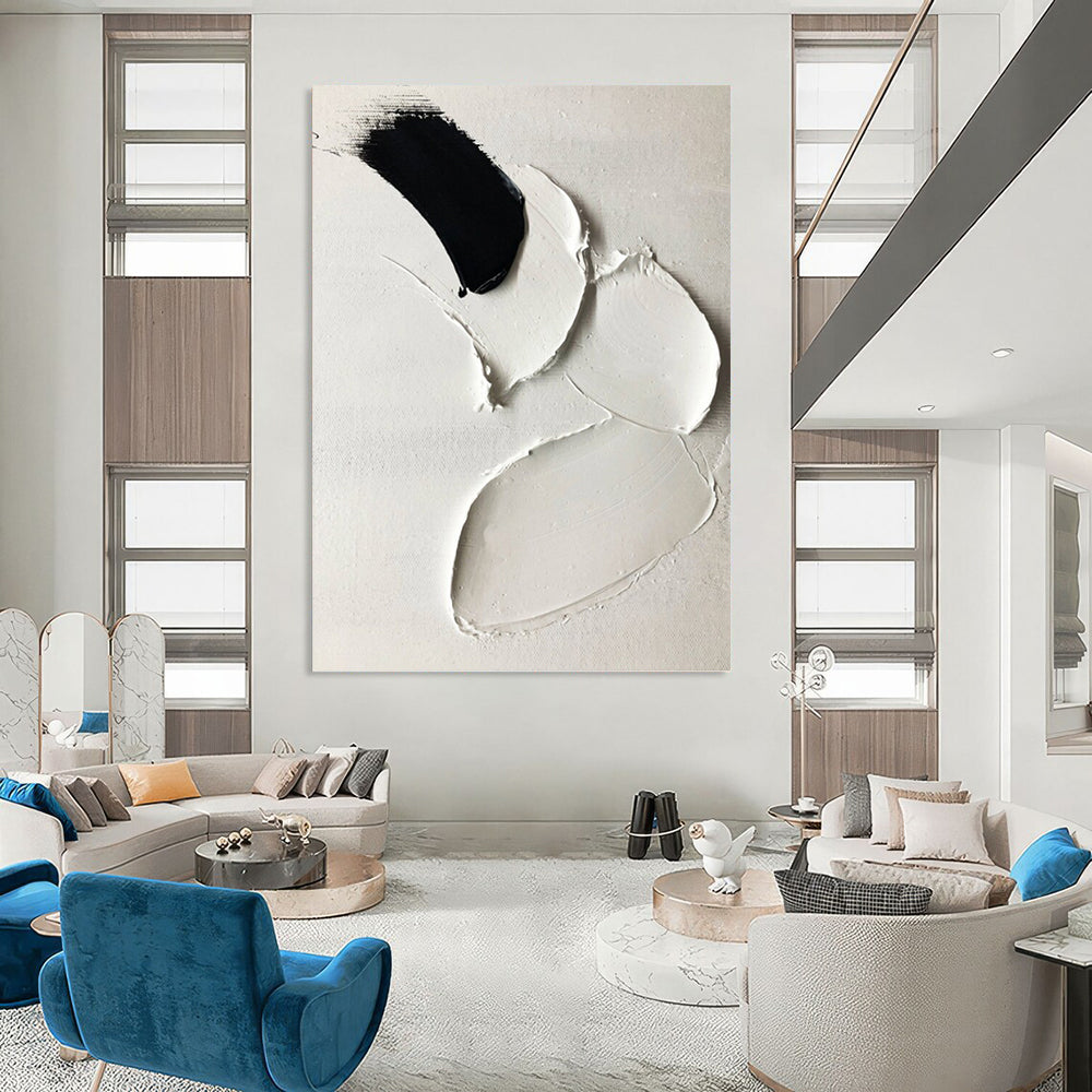 “Black and White Textured Abstract” - Abstract, Tactile - Styled Painting On Canvas PT1665