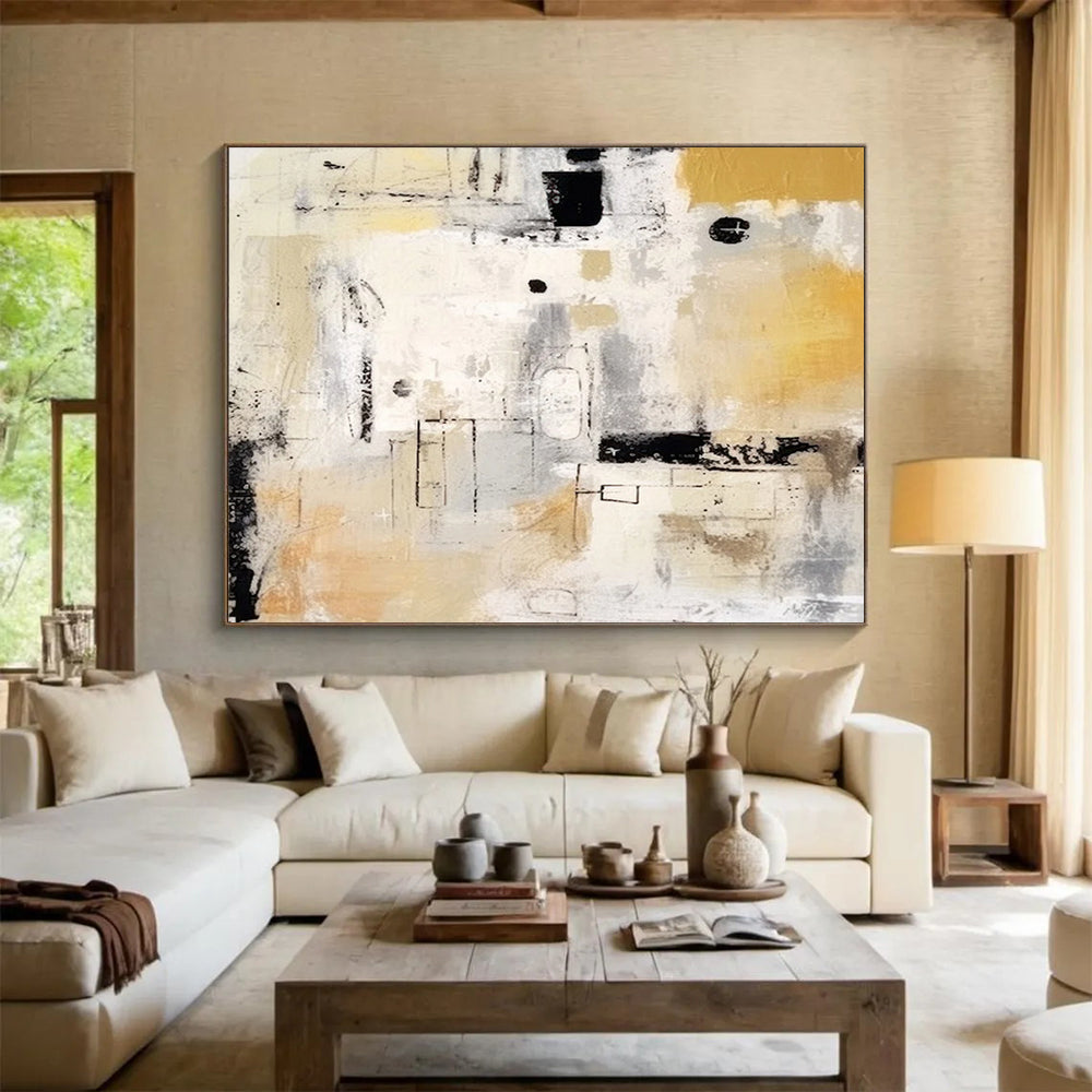 “Neutral Tones Abstract Composition” - Modern Abstract Painting On Canvas PT061