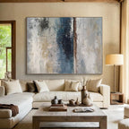 “Gray - Blue Coastal Abstraction” - Gray, Blue, Brown Abstract Painting On Canvas PS0471