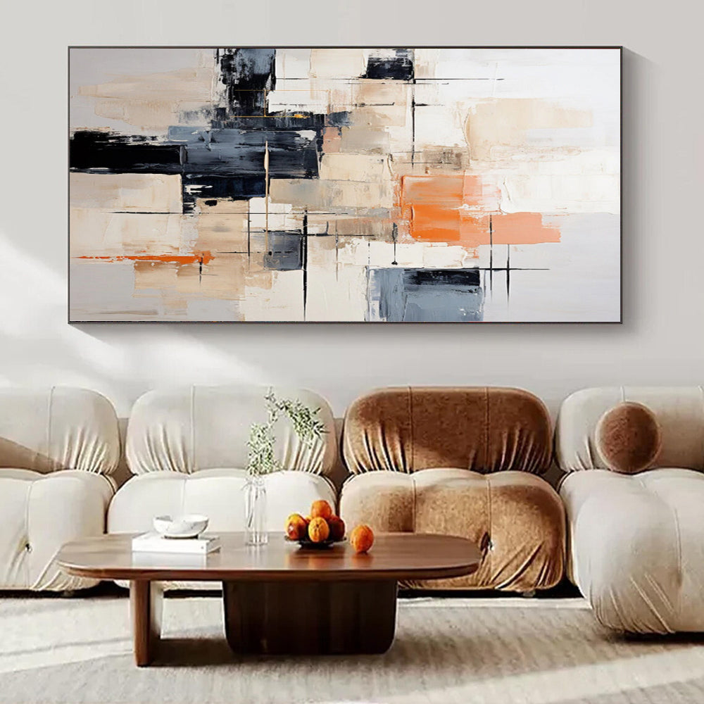 “Neutral Tones with Bold Accents” - Modern Abstract Painting On Canvas PS0175