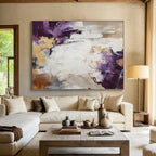 “Purple - Gold Abstract with Bold Shapes” - Expressive Abstract Painting On Canvas PS0259