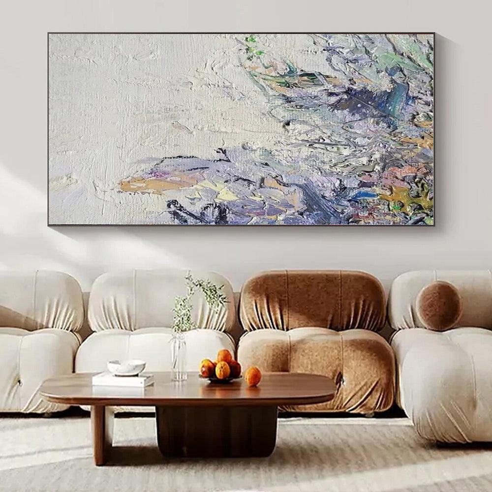 White, Colorful with Thick Textures "Colorful Chaos" Abstract Painting On Canvas PS1349