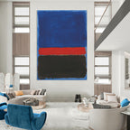 “Blue - Red - Black Color - Blocked Abstract” - Color - Field Painting On Canvas PT1954