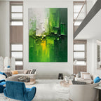 “Textured Green - Yellow Abstract” - Abstract Expressionist Painting On Canvas DS003