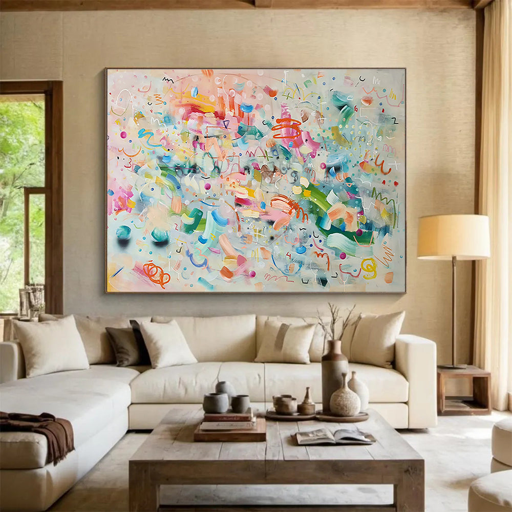 Whimsical Colorful Abstract Painting On Canvas DKS059