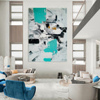 “Teal - Black Abstract” - Abstract Expressionist Painting On Canvas PT1347