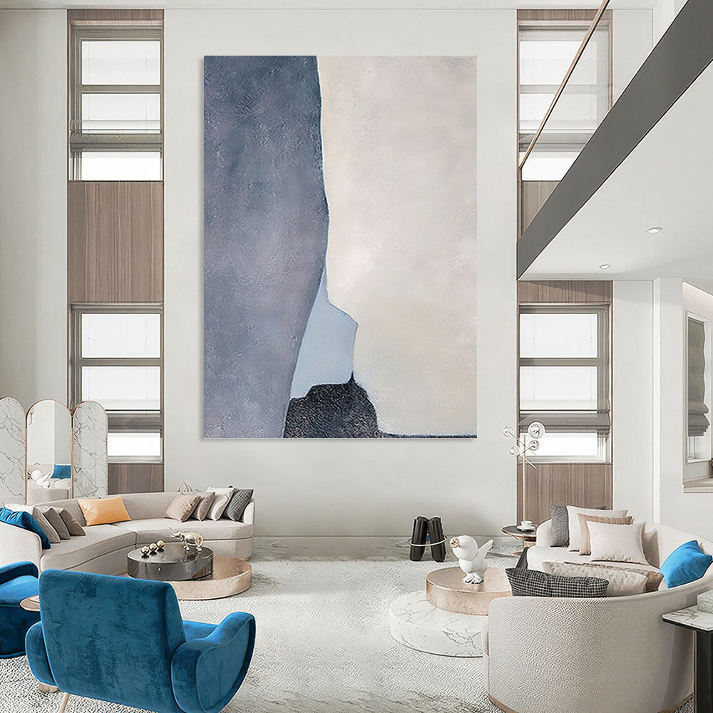 “Geometric Gray and White Shapes” - Abstract, Structural Painting On Canvas PT1539